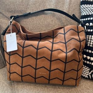 *NWT* TED BAKER Embroidered Suede Swag Bag